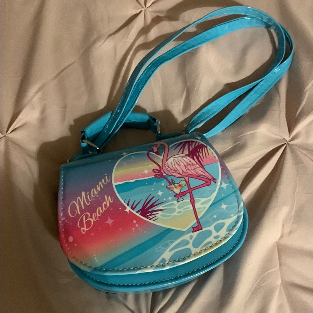 Miami Beach Flamingo Blue Crossbody Bag